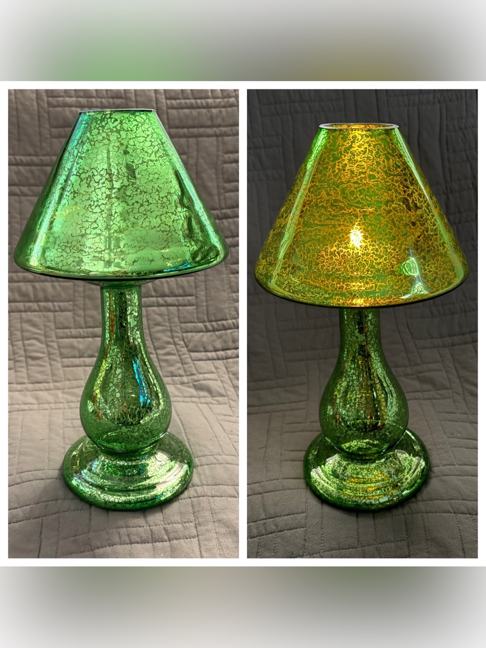 Valerie Parr Hill QVC Mercury Glass LED Light Up Fairy Lamp Green -New w/ Defect